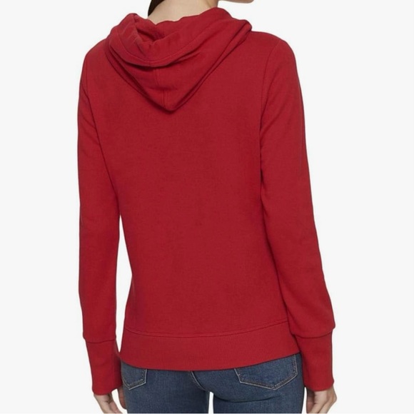 Tommy Hilfiger Women's Zip-up Hoodie French Terry Size S Red Classic Sweatshirt - Picture 11 of 14